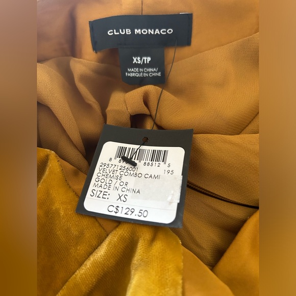 Velvet Camisole NWT Club Monaco Size XS Gold - Picture 3 of 4